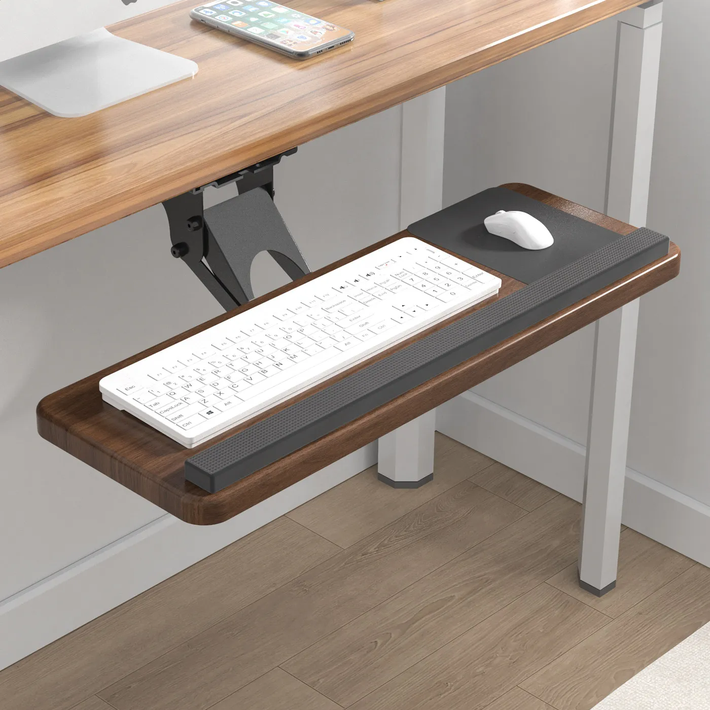 Keyboard Tray Under Desk - Untertisch-Tastaturablage, Verstellbare Schwenkbare Ausziehbare Schubladenschienen, mit