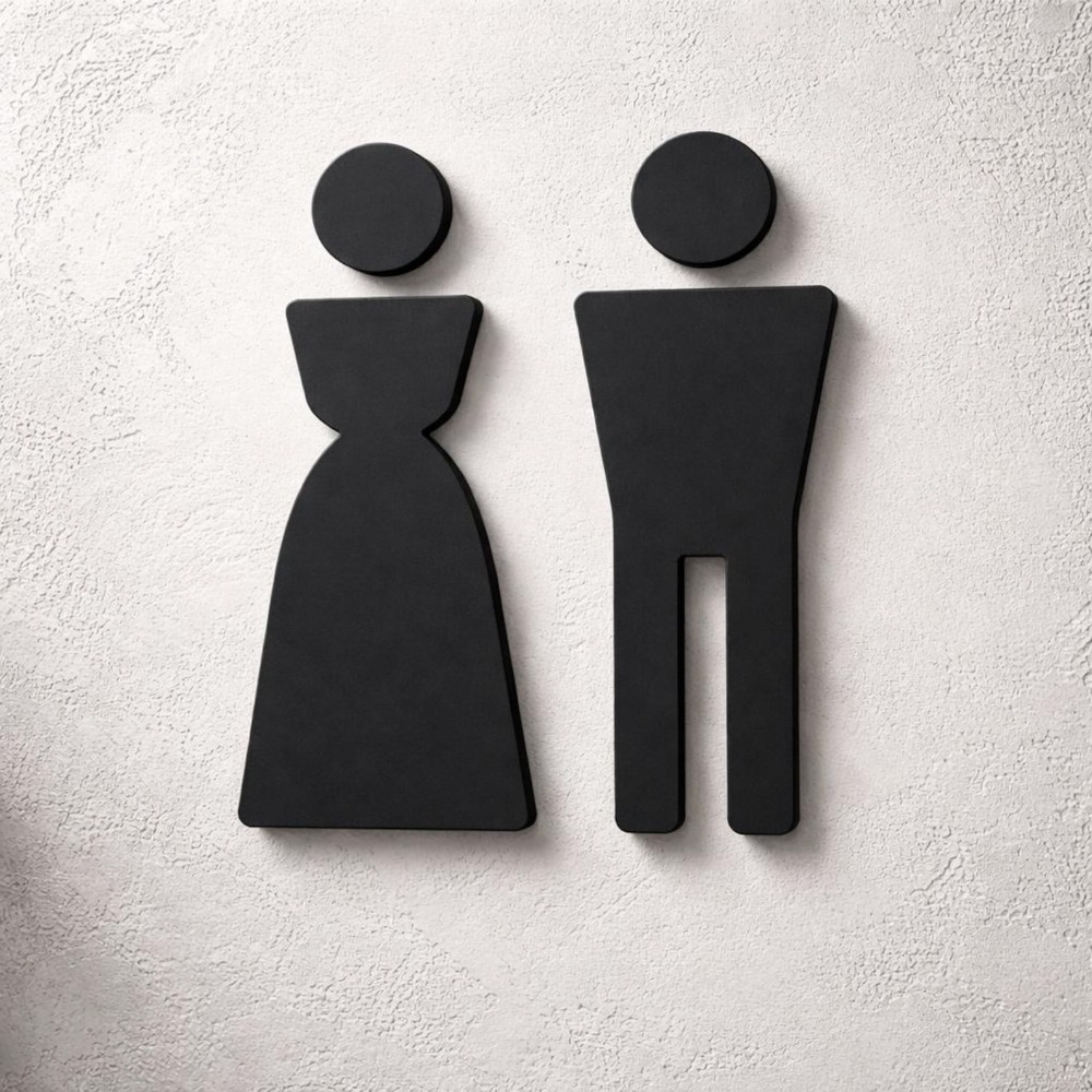 Home Office Icon - Minimalistisches 3D-Gedrucktes Herren- und Damen-WC-Schild Modernes