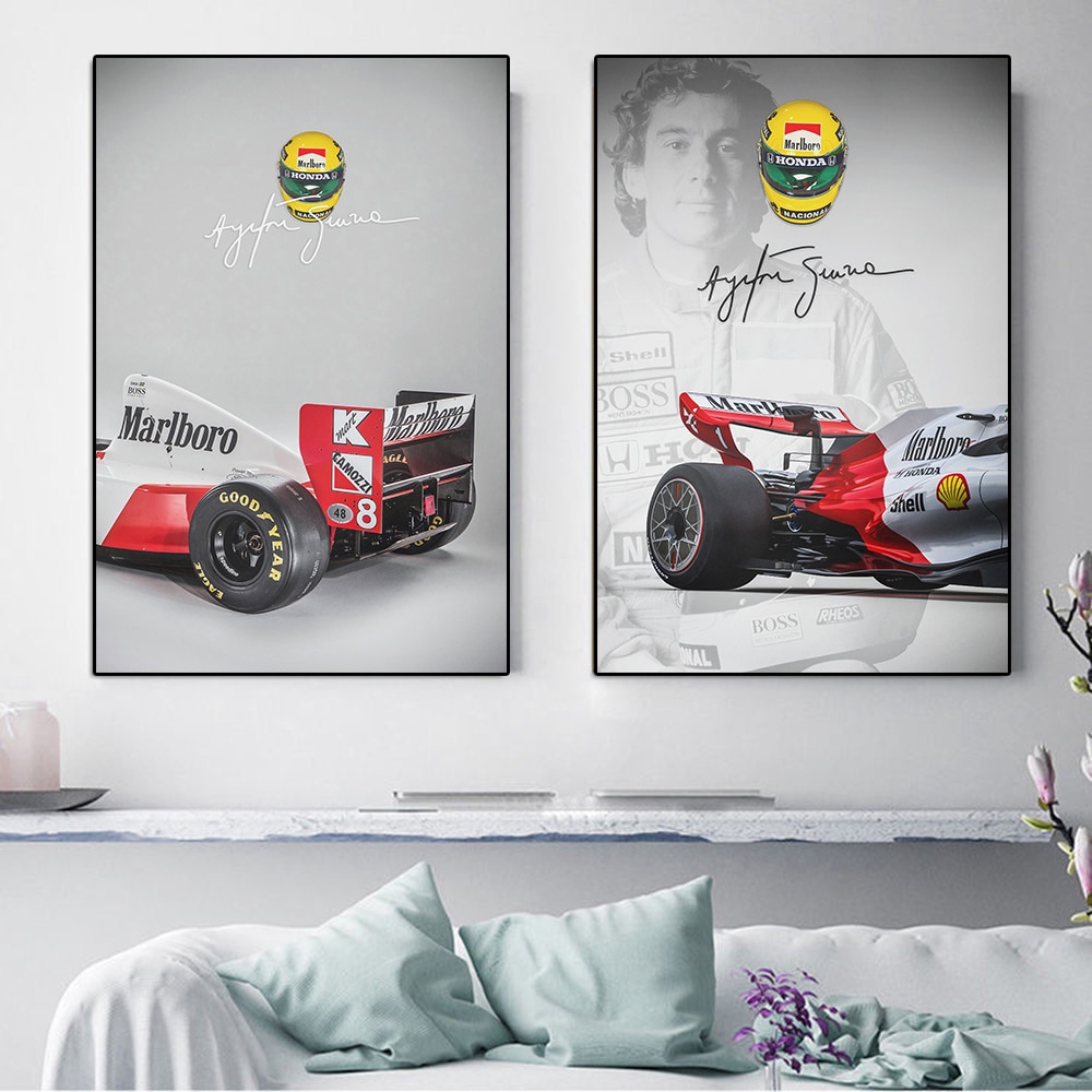 Home Office Icon - Ayrton Senna Grand Prix Rennfahrer, Leinwand-Porträt,