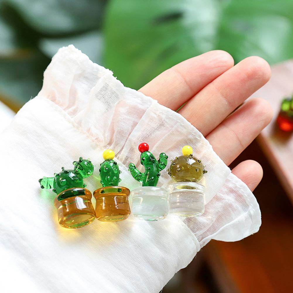 Home Office Depot - Glas-Pflanzenfigur, Künstliche Kristall-Miniatur-Kaktusfigur, Handgeblasene Glas-Tropenpflanzen-Dekoration für