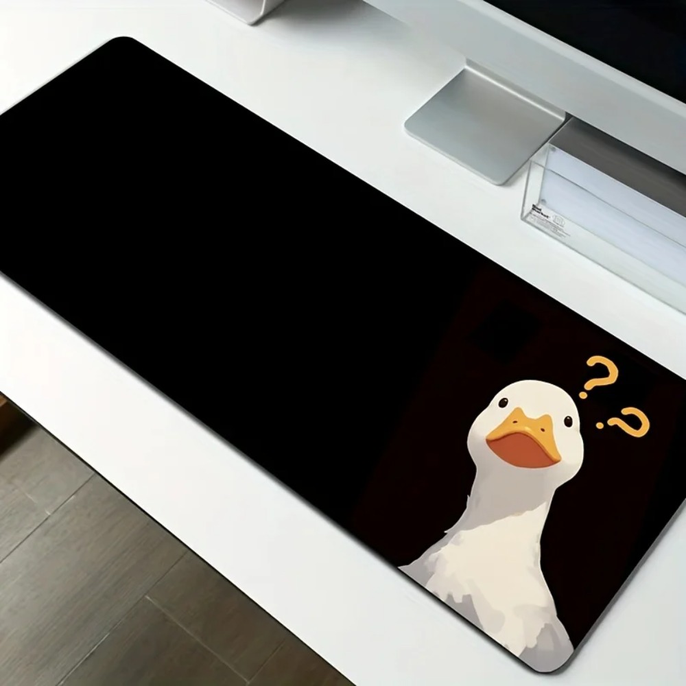 Home Office Questions - Niedliches Enten-Themen-Design, Fragezeichen-Ente XXL Großes Mauspad,