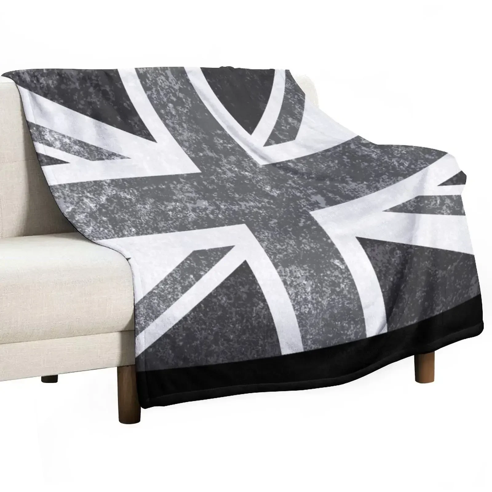 Home Office United Kingdom - Union Jack Vintage Grayscale – Überwurfdecke
