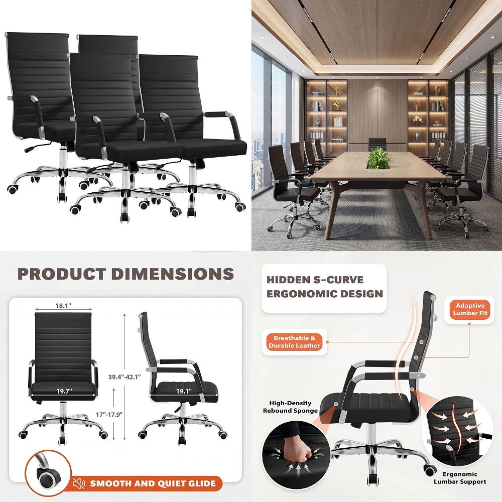 Ergonomic Office Chair - Ergonomischer Büro-Schreibtischstuhl, gerippter Chefsessel aus PU-Leder