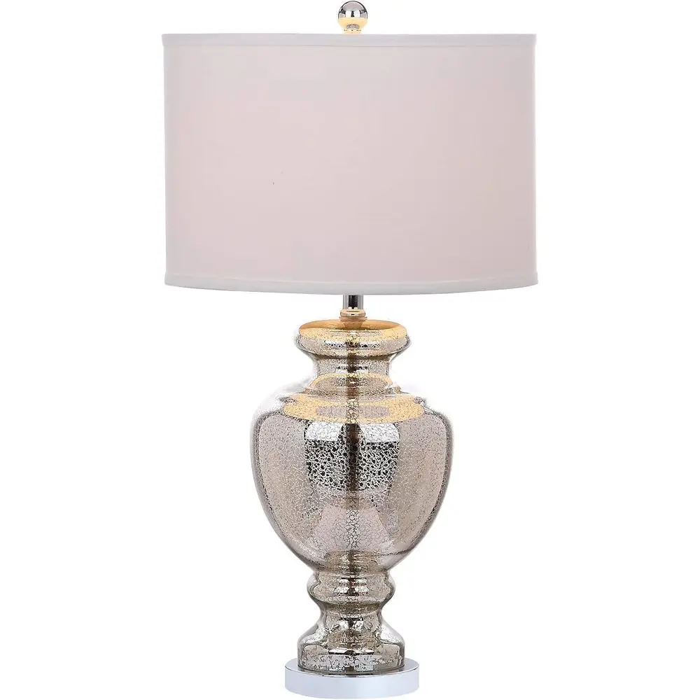 Home Office In Living Room - Mercury Silver Crackle Glass 28-Zoll-Tischlampe mit