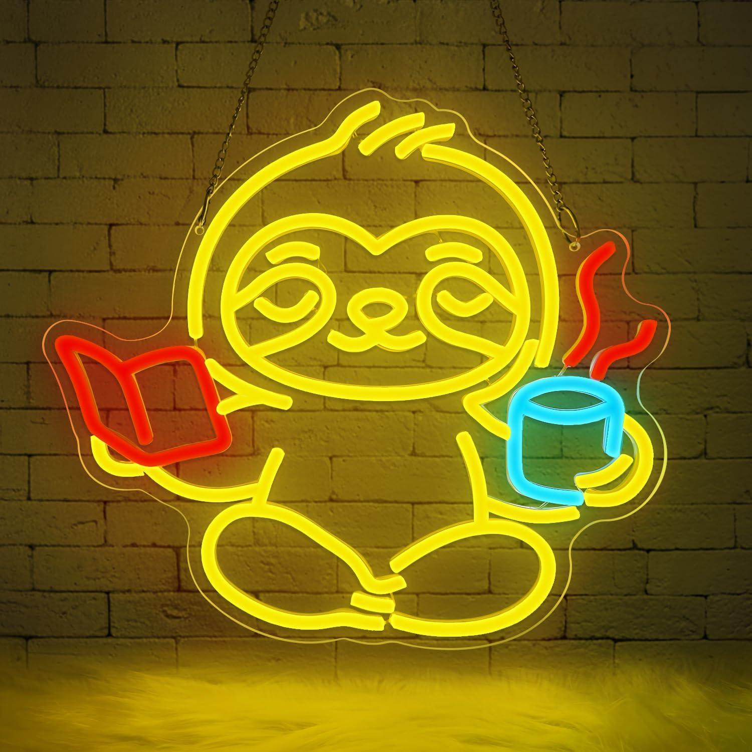 Home Office In Living Room - Faultier Neon-Schild USB Dimmbares LED-Licht für