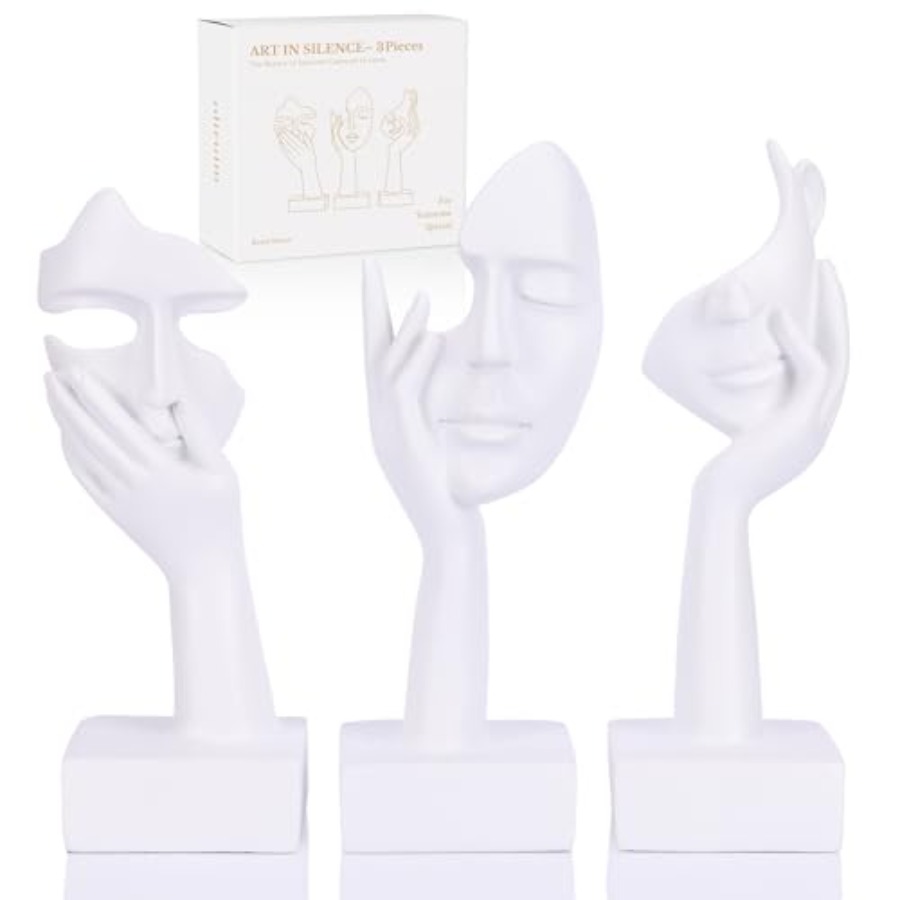Home Office In Living Room - Großes Denker-Statuen-Set - Abstrakte Kunstfiguren als