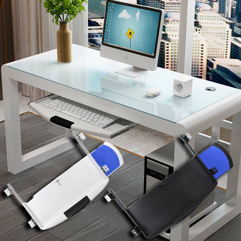 Keyboard Tray Under Desk - Ausziehbare Computer-Schublade, Mehrzweck-Tastatur-Organizer, verschiebbares Tastatur-Regal, Tastatur-Schublade