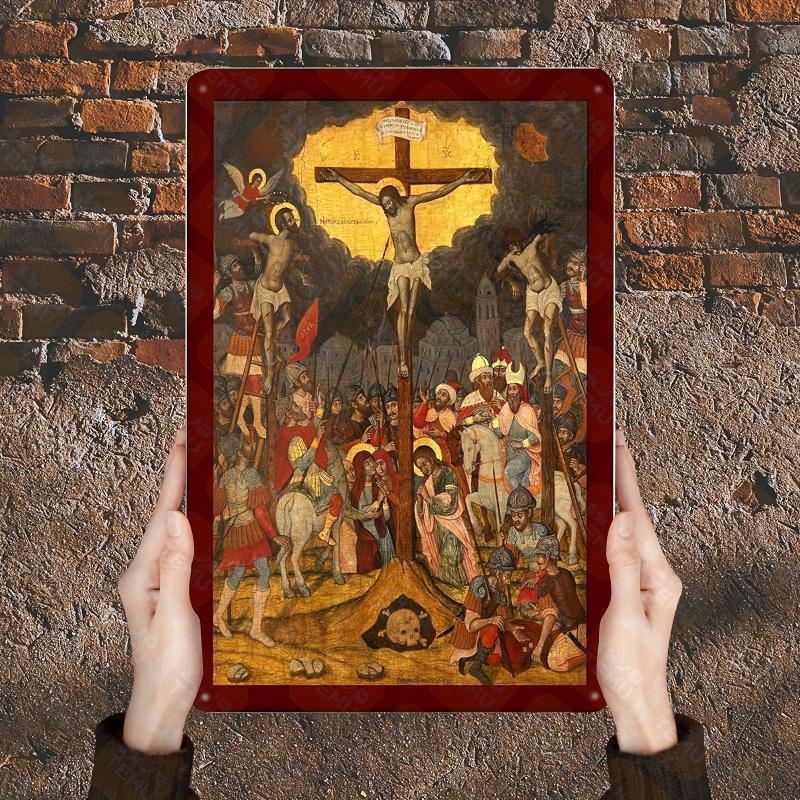 Home Office Icon - Handgehaltene Kruzifixion-Skulptur zur Wanddekoration, Religiöses Heim-