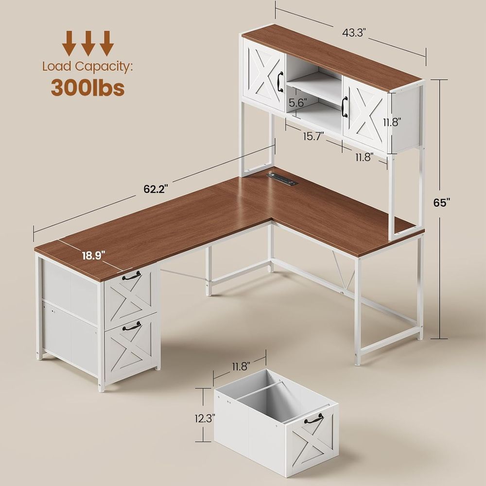 L-förmiger Schreibtisch mit Au – Home Office With Two Desks Bewertung und Preis