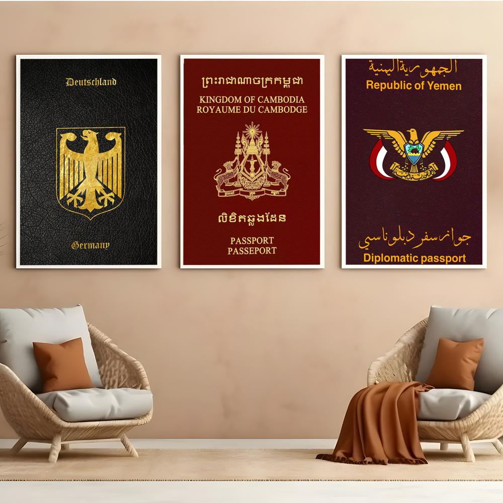 Tiefrotes Reisepass-Poster mit – Home Office For Passport Bewertung und Preis